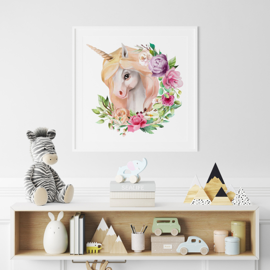 Poster for Kids - Unicorn flowers