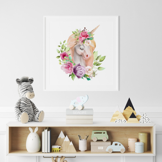 Poster for Kids - Unicorn flowers