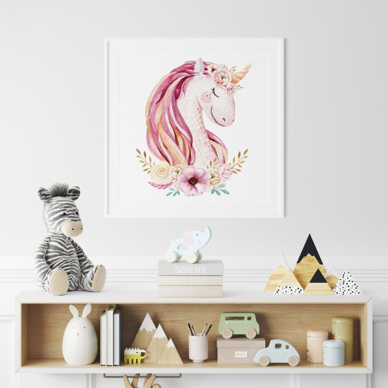 Poster for Kids - Unicorn flowers