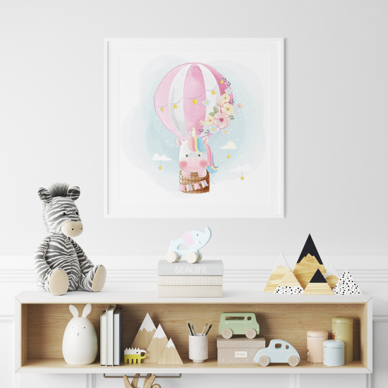 Poster for Kids - Unicorn Hot Air Balloon