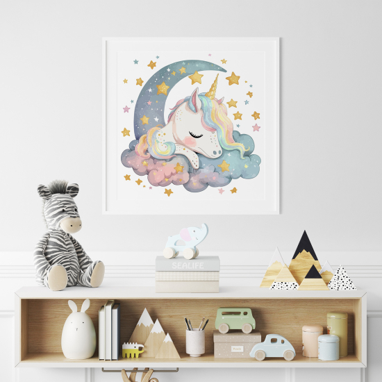 Poster for Kids - Unicorn Moon stars