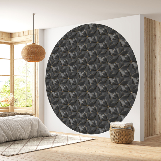 Round / Circle Wall Mural - Wallpaper - 3D Flower Pattern