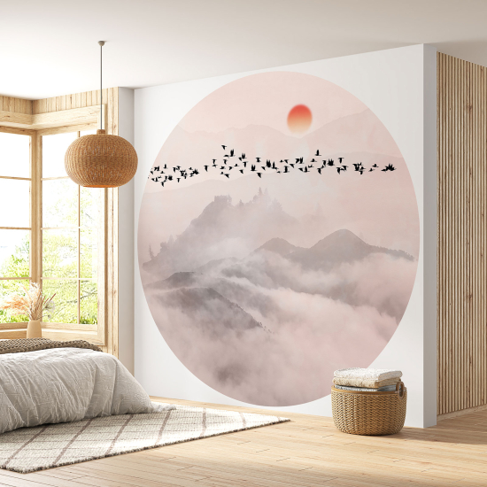 Round / Circle Wall Mural - Wallpaper - Abstract Landscape