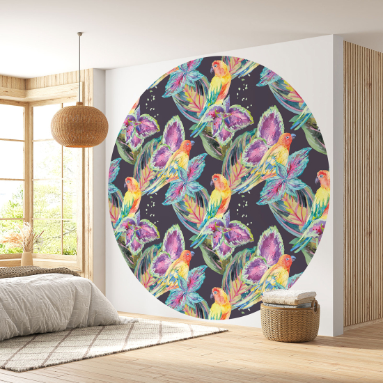 Round / Circle Wall Mural - Wallpaper - Birds