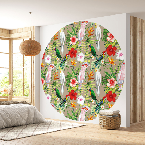 Round / Circle Wall Mural - Wallpaper - Birds