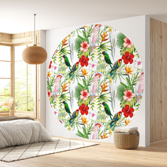 Round / Circle Wall Mural - Wallpaper - Birds