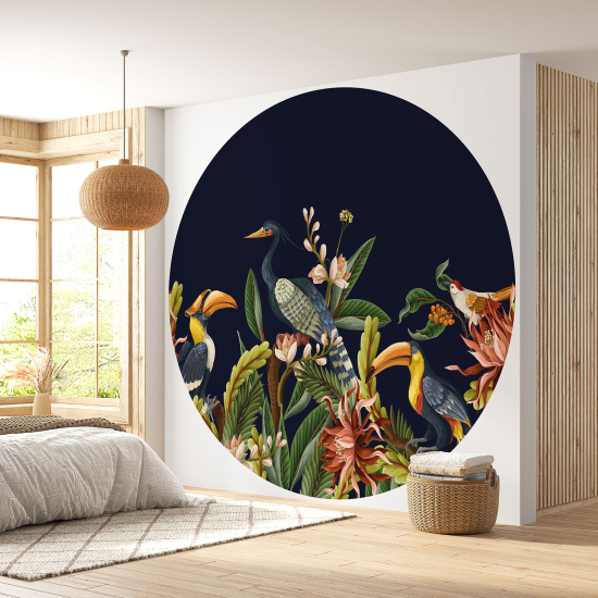 Round / Circle Wall Mural - Wallpaper - Birds