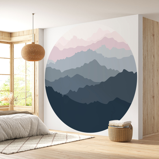 Round / Circle Wall Mural - Wallpaper - Boho landscape