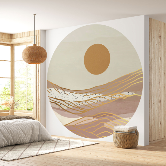 Round / Circle Wall Mural - Wallpaper - Boho landscape