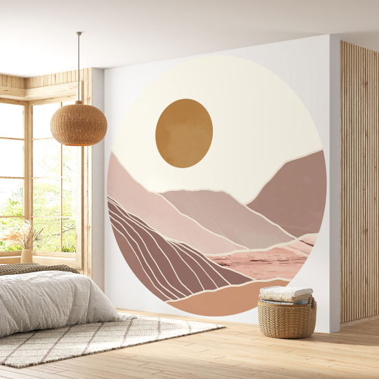 Round / Circle Wall Mural - Wallpaper - Boho landscape