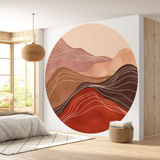 Round / Circle Wall Mural - Wallpaper - Boho landscape