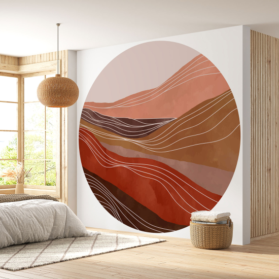 Round / Circle Wall Mural - Wallpaper - Boho landscape