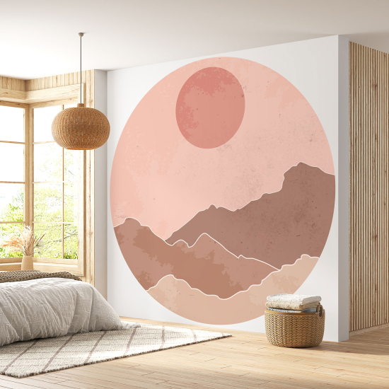 Round / Circle Wall Mural - Wallpaper - Boho landscape