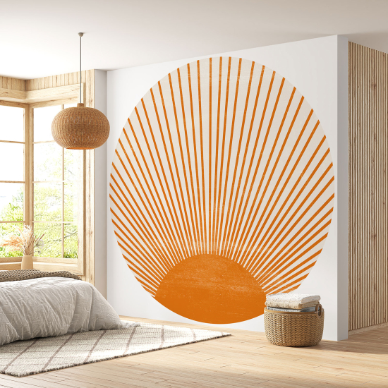 Round / Circle Wall Mural - Wallpaper - Boho Sun