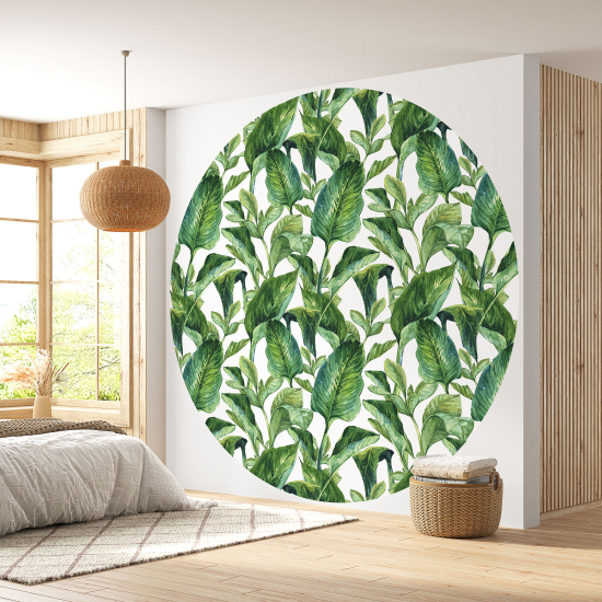 Round / Circle Wall Mural - Wallpaper - Botanical pattern