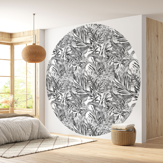 Round / Circle Wall Mural - Wallpaper - Botanical pattern