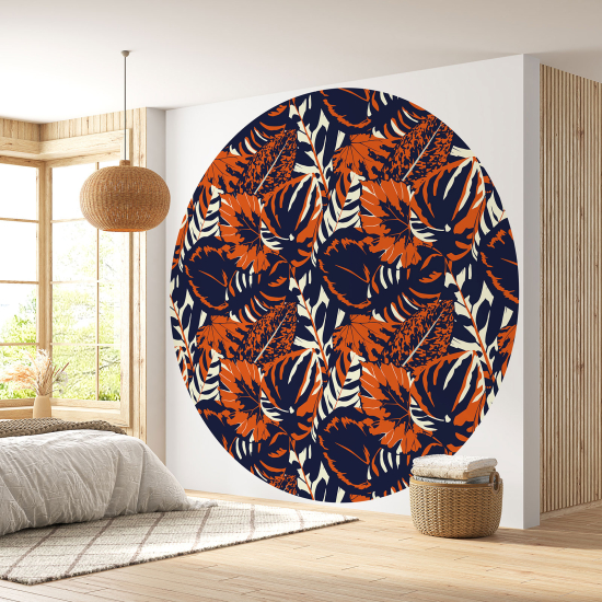 Round / Circle Wall Mural - Wallpaper - Botanical pattern