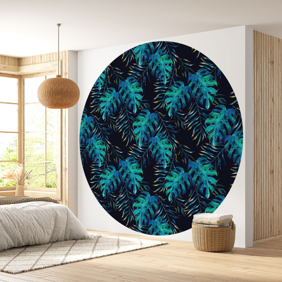 Round / Circle Wall Mural - Wallpaper - Botanical pattern