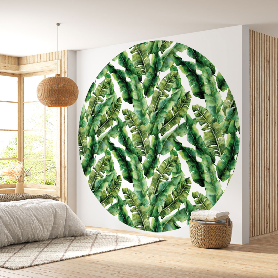 Round / Circle Wall Mural - Wallpaper - Botanical pattern