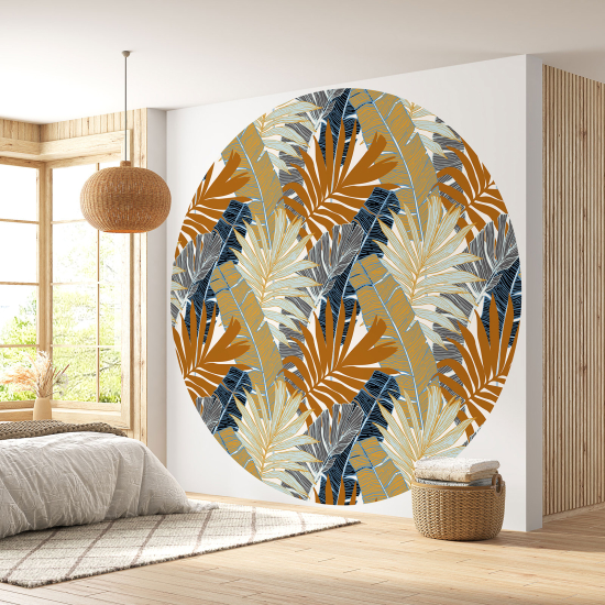 Round / Circle Wall Mural - Wallpaper - Botanical pattern