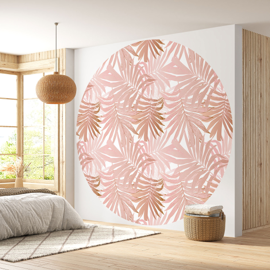 Round / Circle Wall Mural - Wallpaper - Botanical pattern