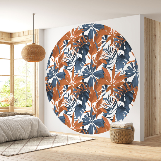 Round / Circle Wall Mural - Wallpaper - Botanical pattern