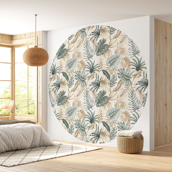 Round / Circle Wall Mural - Wallpaper - Botanical pattern