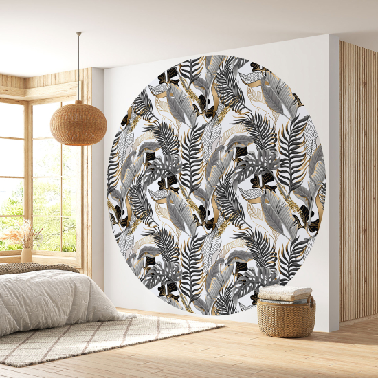 Round / Circle Wall Mural - Wallpaper - Botanical pattern