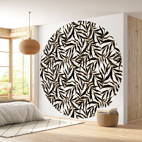 Round / Circle Wall Mural - Wallpaper - Botanical pattern