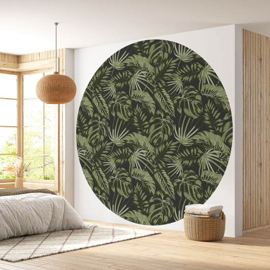 Round / Circle Wall Mural - Wallpaper - Botanical pattern