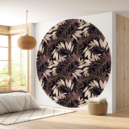 Round / Circle Wall Mural - Wallpaper - Botanical pattern