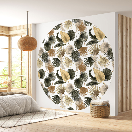 Round / Circle Wall Mural - Wallpaper - Botanical pattern