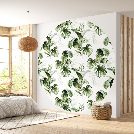 Round / Circle Wall Mural - Wallpaper - Botanical pattern