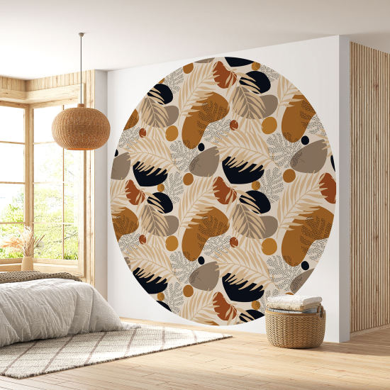 Round / Circle Wall Mural - Wallpaper - Botanical pattern