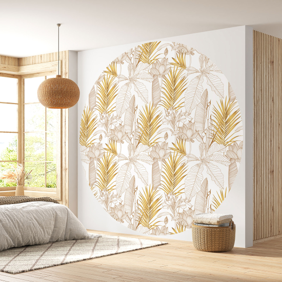 Round / Circle Wall Mural - Wallpaper - Botanical pattern