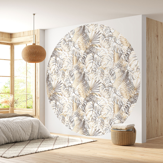 Round / Circle Wall Mural - Wallpaper - Botanical pattern