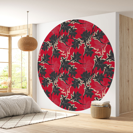 Round / Circle Wall Mural - Wallpaper - Botanical pattern