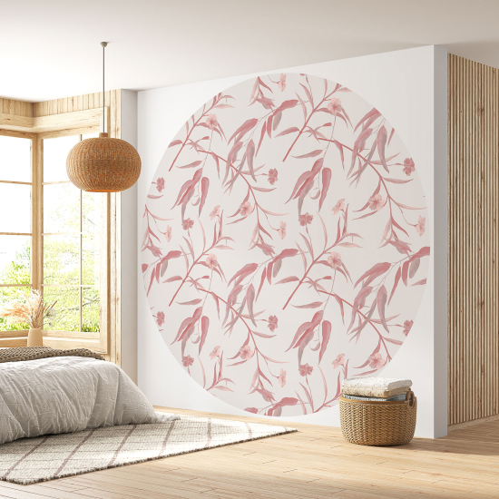 Round / Circle Wall Mural - Wallpaper - Botanical pattern