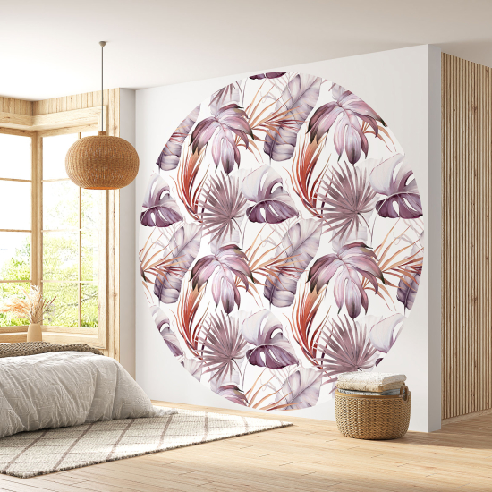 Round / Circle Wall Mural - Wallpaper - Botanical pattern