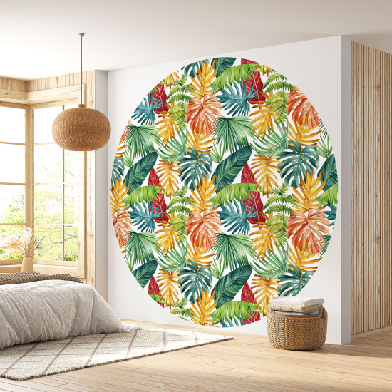 Round / Circle Wall Mural - Wallpaper - Botanical pattern