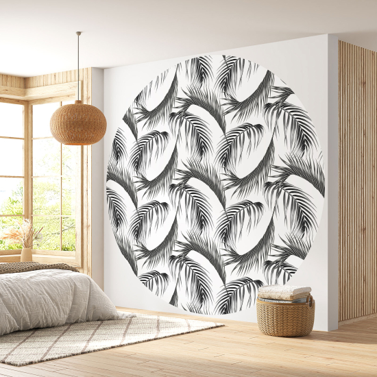 Round / Circle Wall Mural - Wallpaper - Botanical pattern