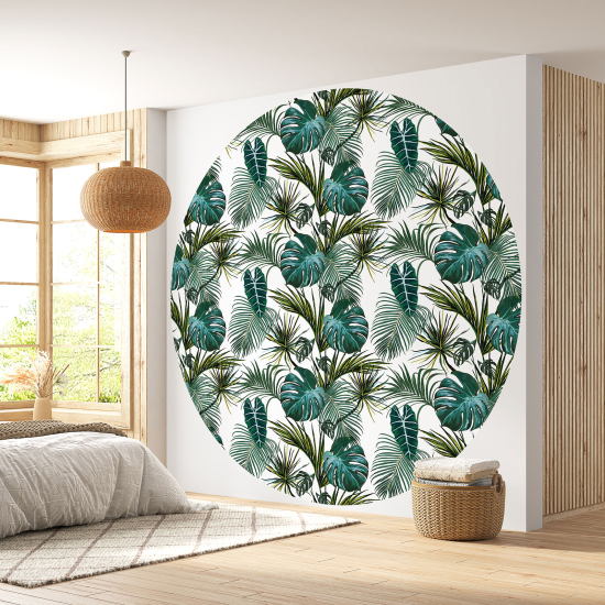 Round / Circle Wall Mural - Wallpaper - Botanical pattern