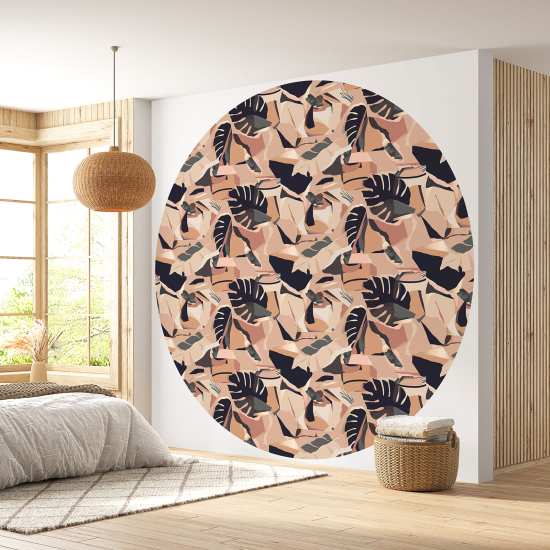 Round / Circle Wall Mural - Wallpaper - Botanical pattern