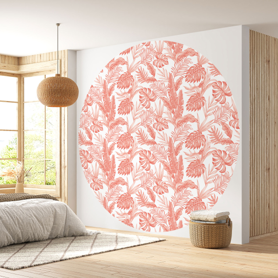 Round / Circle Wall Mural - Wallpaper - Botanical pattern