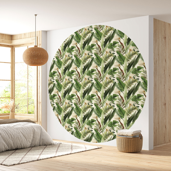 Round / Circle Wall Mural - Wallpaper - Botanical pattern