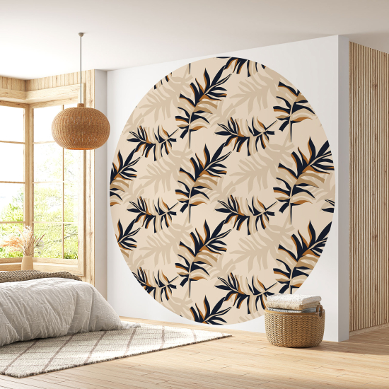 Round / Circle Wall Mural - Wallpaper - Botanical pattern