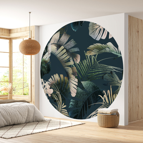 Round / Circle Wall Mural - Wallpaper - Botanical pattern