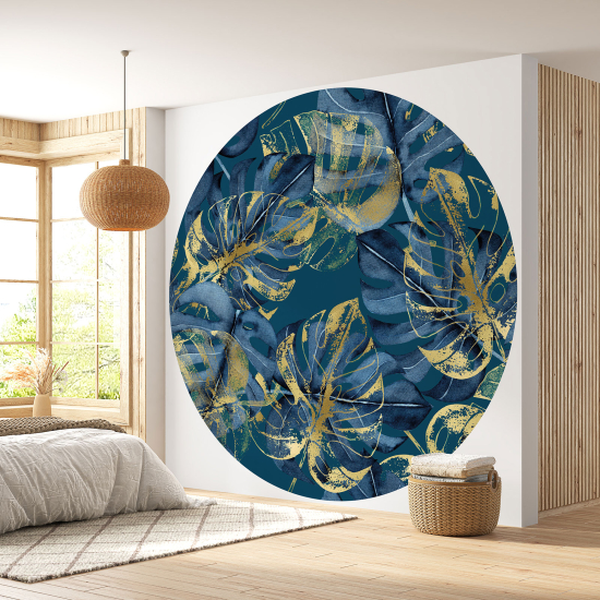 Round / Circle Wall Mural - Wallpaper - Botanical pattern