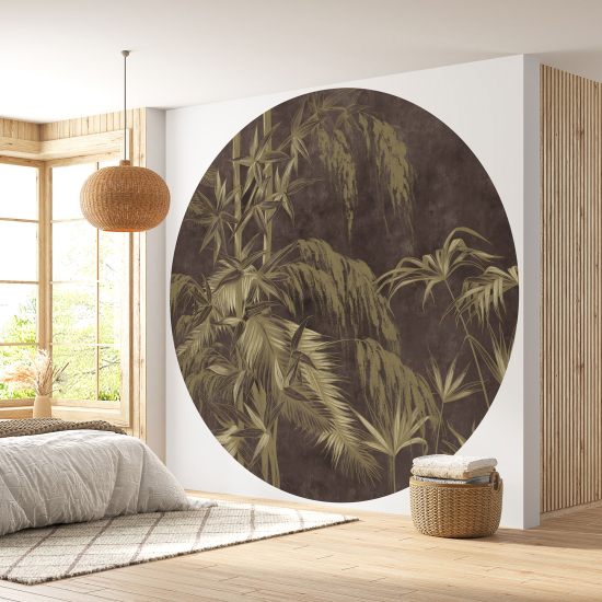 Round / Circle Wall Mural - Wallpaper - Botanical pattern