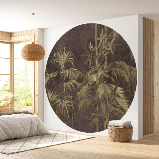 Round / Circle Wall Mural - Wallpaper - Botanical pattern